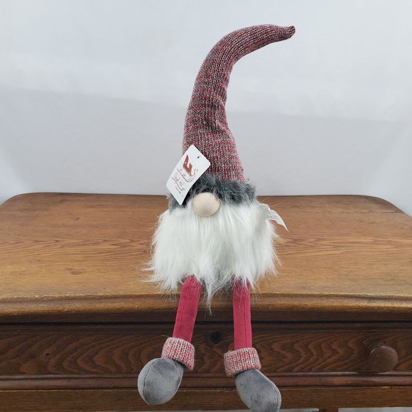 Gnome Red Gray Holiday Decor Farmhouse - Picture 1 of 8
